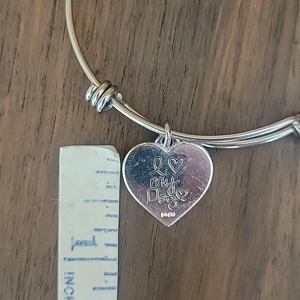 I Love My Dog Charm Bangle Bracelet